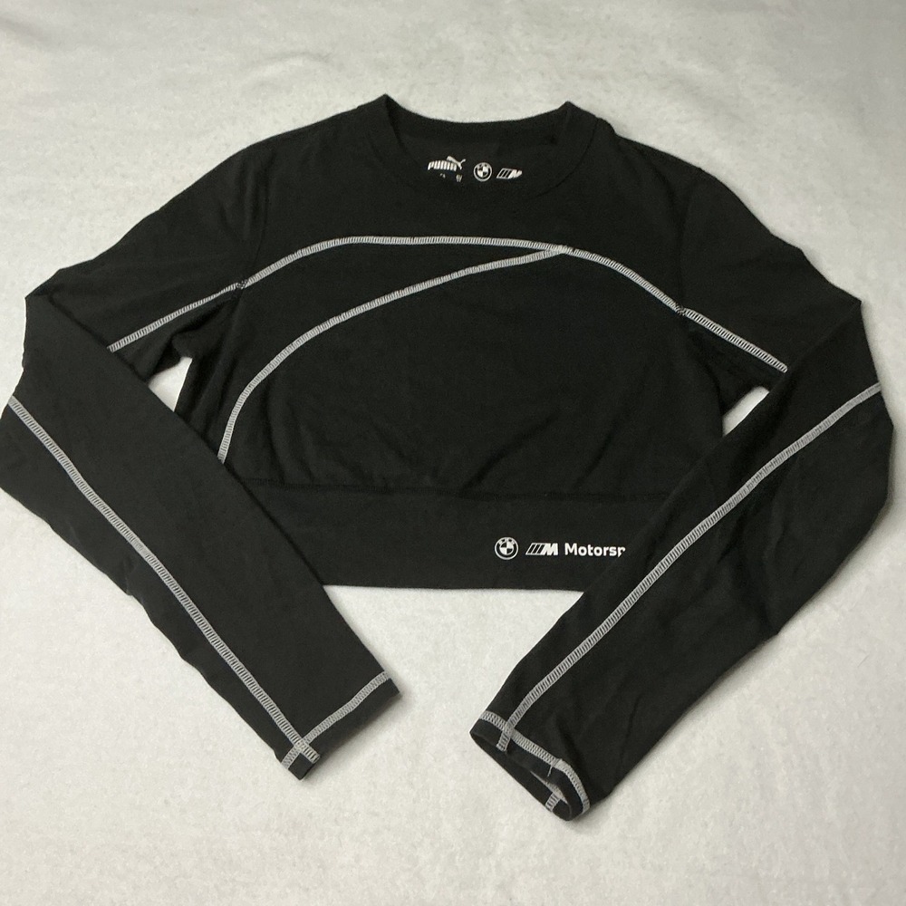 Puma BMW M Motorsport Womens Crop Long Sleeve Top Black Medium